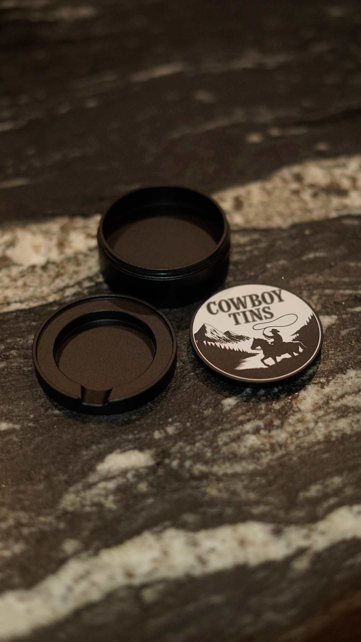 Black Nicotine Pouch/Tobacco Container with Built in Bottle Opener